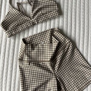 ALO Yoga Brown Gingham Activewear Set